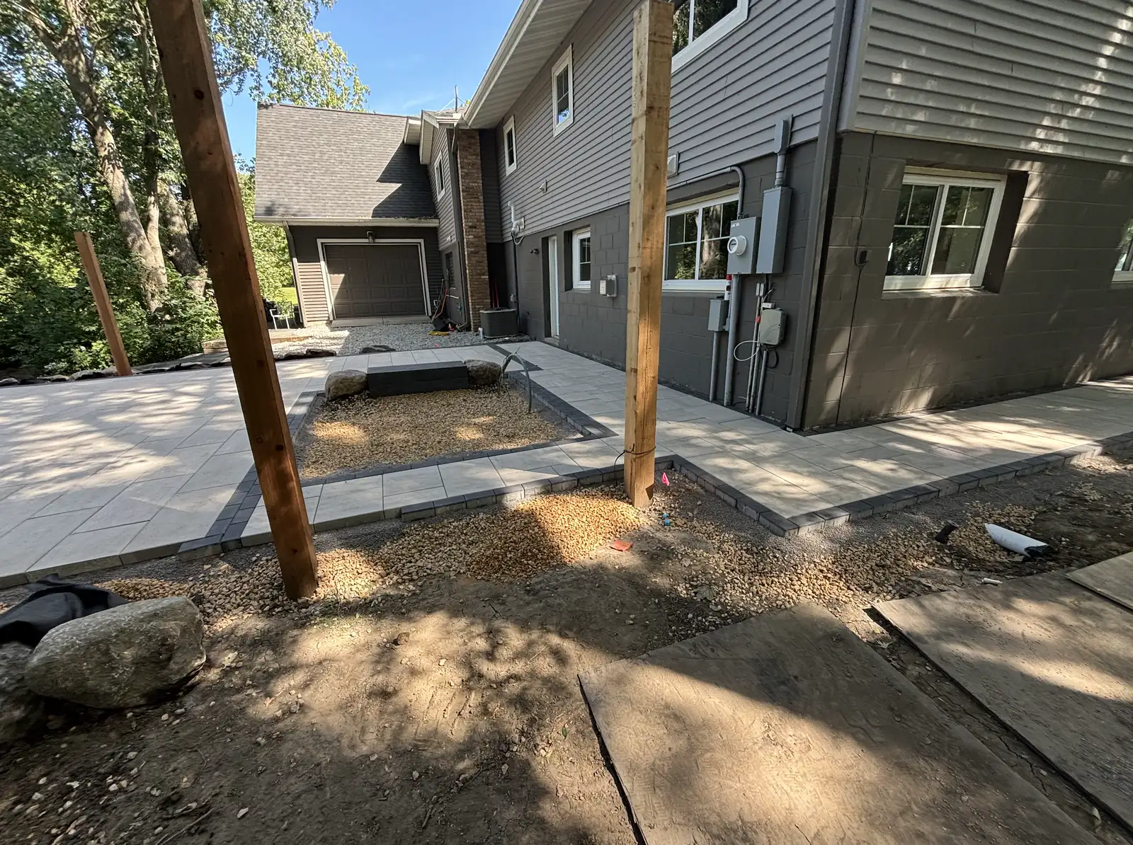 Landscape lighting illuminating Waconia outdoor living space at night